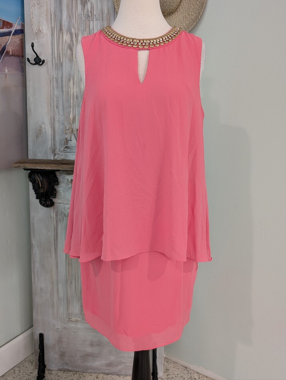 Jessica Howard Pink Jeweled Collar Dress